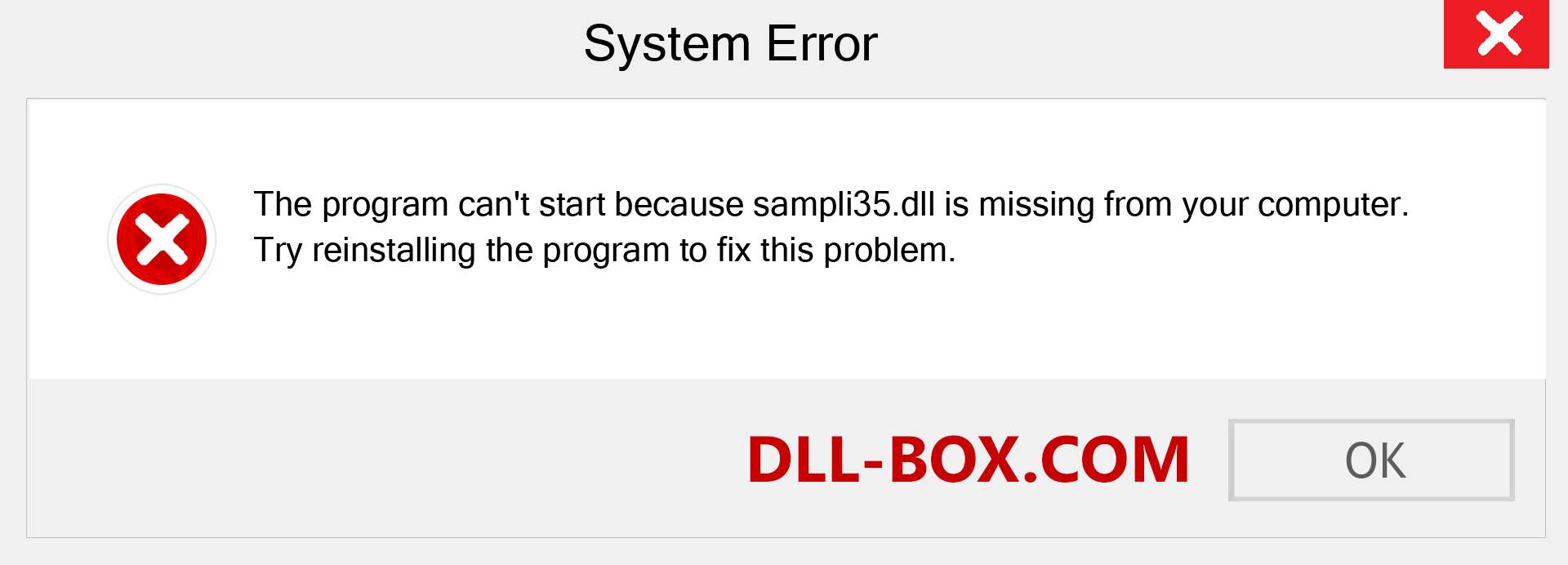  sampli35.dll file is missing?. Download for Windows 7, 8, 10 - Fix  sampli35 dll Missing Error on Windows, photos, images